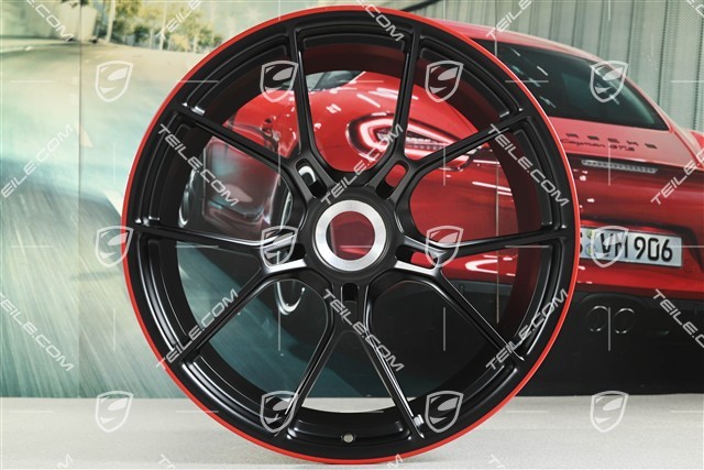 21" Felga GT3, 12J x 21 ET45, czarny satynowy półmat + czerwony rant