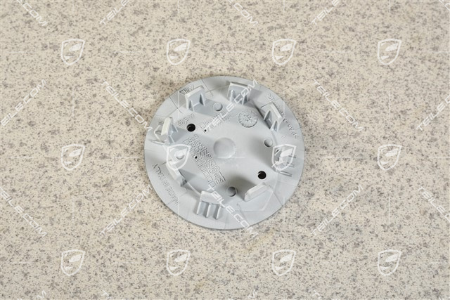 Hub cap, concave, coloured crest, GT Silver