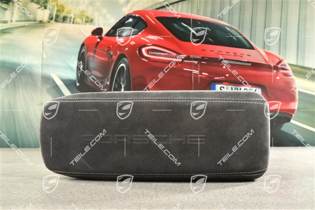 Armrest / tunnel, trim cover, Alcantara with embossed "PORSCHE" logo, Black