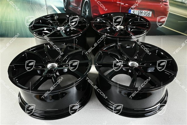 21" Komplet felg Cayenne Exclusive Design, 11J x 21 ET49 + 9,5J x 21 ET46, do Cayenne Coupé, czarny wysoki połysk