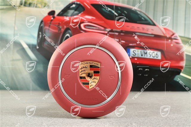 Airbag unit, driver's side, leather, Bordeaux Red