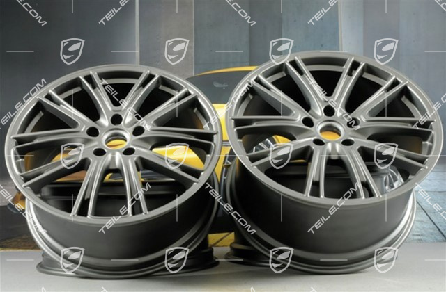 21-inch wheel rim set Panamera Exclusive, 9,5J x 21 ET71 + 11,5J x 21 ET69, Platinum satin mat