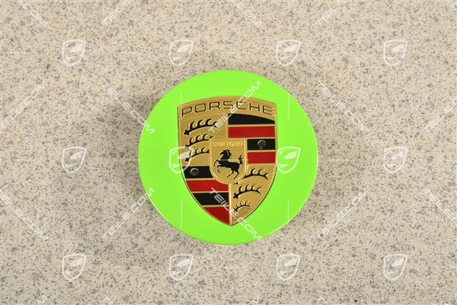 Hub cap, convex, crest coloured, Lizard green