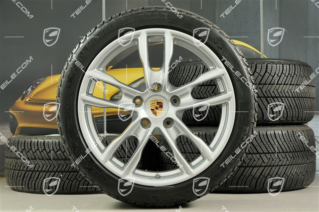 19" winter wheel set Boxster S, rims 8J x 19 ET57 + 9,5J x 19 ET45 + NEW winter tyres Michelin Pilot Alpin 4 235/40 R19 + 265/40 R19, with TPMS.