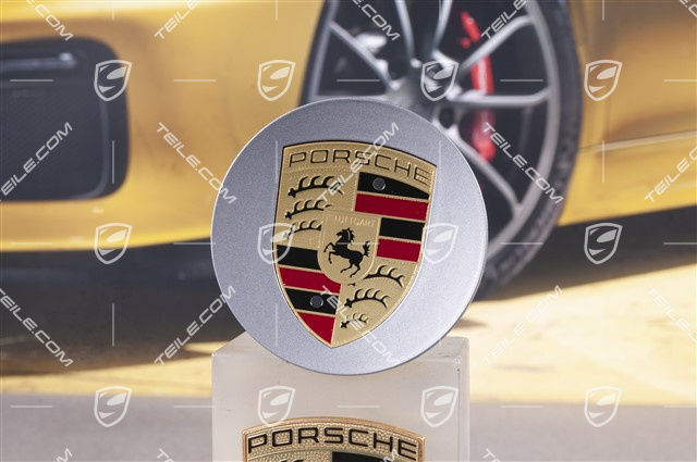 Hub cap set, platinum silver, crest coloured