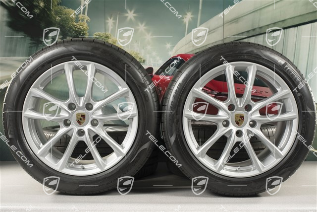19-inch summer wheels set "Panamera S", rims 9J x 19 ET64 + 10,5 J x 19 ET62 + NEW Pirelli summer tires 265/45 R19 + 295/40 R19
