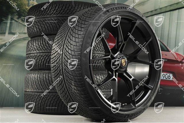 20"+21" GT3 / GT3RS winter wheels, complete set, centre-mounted rims 9J x 20 ET43 + 11.5J x 21 ET46 + Michelin Pilot Alpin 5 winter tyres 245/35 R20 + 305/30 R21, black satin matt