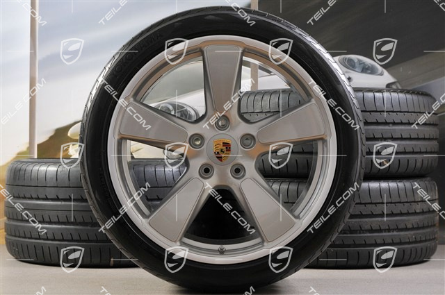 20" Sport Classic summer wheels set,GT-Silber metalic,  rims 9,5J x 20 ET65 + 11,5 x 20 ET63 + NEW summer tyres 255/40 ZR20 + 295/35 ZR20, with TPM