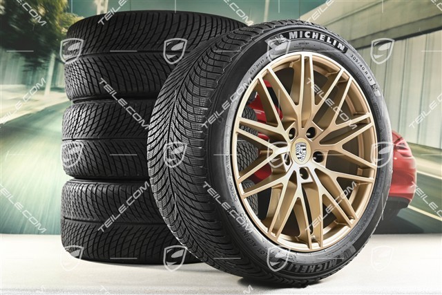 21" Cayenne "RS Spyder Design" Winterräder Satz, Felgen 9,5J x 21 ET46 + 11,0J x 21 ET49 + NEUE Michelin Pilot Alpin 5 SUV Winterreifen 285/45 R21 + 305/40 R21, mit RDK-Sensoren, Neodyme