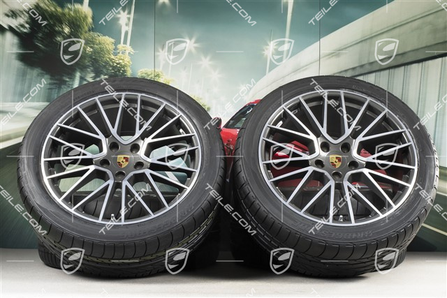21-inch Cayenne RS Spyder summer wheel set, rims 9,5J x 21 ET46 + 11,0J x 21 ET58 + NEW Bridgestone Dueler H/P Sport summer tyres 285/40 R21 + 315/35 R21, with TPMS,