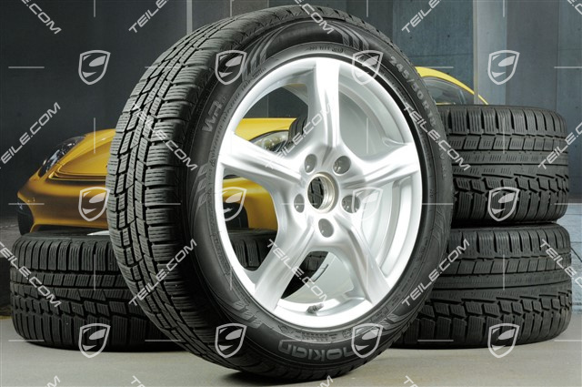 18" Panamera Winterräder Satz, 8J x 18 ET 59 + 9J x 18 ET 53 + NEUE Nokian Winterreifen 245/50 R18 + 275/45 R18, mit RDK-Sensoren