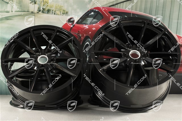 20+21" Felgensatz Carrera S, Felgen: vorne 8,5Jx20 ET53 + hinten 11J x 21 ET66 in Schwarz Hochglanz