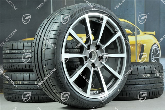20" Carrera Classic Sommerräder Satz, Felgen 8J x 20 ET57 + 10J x 20 ET45 + Pirelli Sommerreifen 235/35 ZR20 + 265/35 ZR20, mit RDK-Sensoren