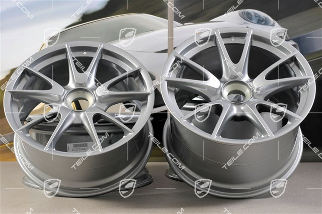 19" Komplet felg GT3RS / GT3RS 4.0, GT-Silber, 9J x 19 ET47 + 12J x 19 ET48