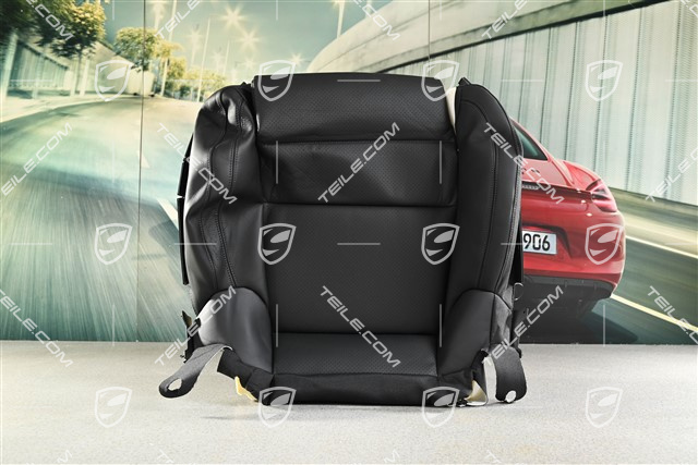 Tapicerka siedziska fotela, fotel sportowy, skóra czarna, L