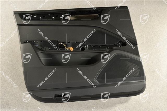 Tapicerka przednich drzwi skórzana, czarna, Burmester, L