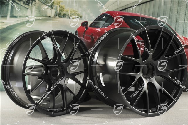20"+21" GT2RS/GT3RS Magnesium zestaw kół, felgi 9,5 J x 20 ET50 + 12,5 J x 21 ET48, czarny satynowy półmat