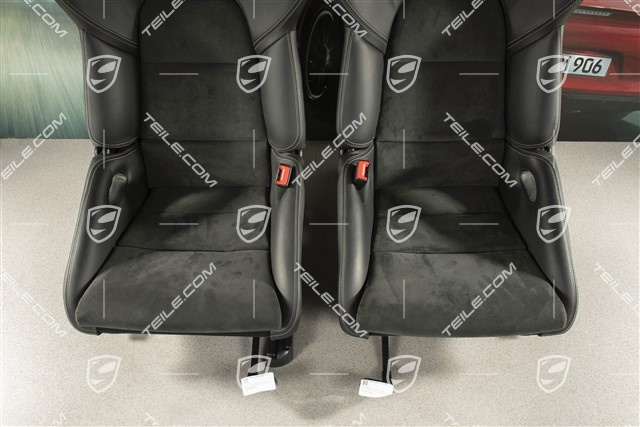 Bucket seats, collapsible, leather/Alcantara black, seam in silver, with logo GT3, set, L+R