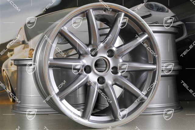 19" Felgensatz Carrera Sport, 8,5J x 19 ET55 + 11,5J x 19 ET50, GT Silver.