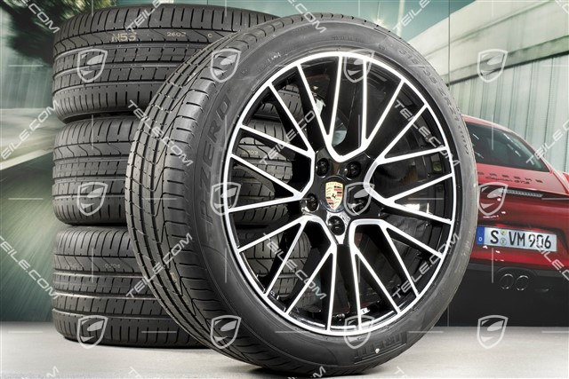 21-inch Cayenne RS Spyder summer wheel set, rims 9,5J x 21 ET46 + 11,0J x 21 ET58 + NEW Pirelli P Zero summer tyres 285/40 R21 + 315/35 R21, with TPMS, EXCLUSIVE