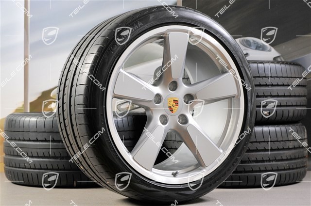 20" Sport Classic summer wheels set,GT-Silber metalic,  rims 9,5J x 20 ET65 + 11,5 x 20 ET63 + NEW summer tyres 255/40 ZR20 + 295/35 ZR20, with TPM