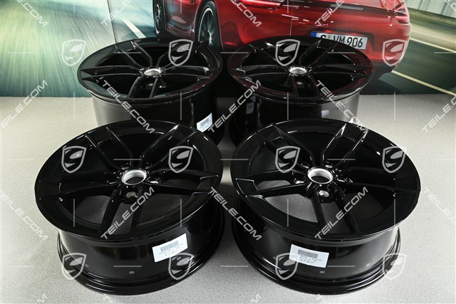 20"+21" Carrera Exclusive Design wheel rim set, rims 8.5J x 20 ET50 + 11.5J x 21 ET79, black high gloss