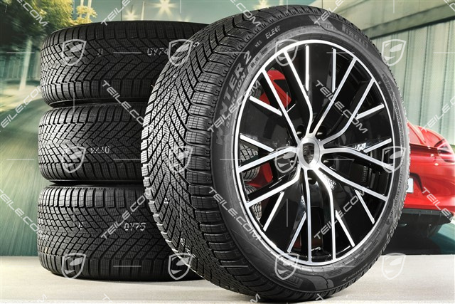 21-inch Macan Design winter wheel set, rims 8,5J x 21 ET27 + 10,5J x 21 ET47 + NEW Pirelli winter tyres 255/45 R21 + 285/40 R21, black high gloss