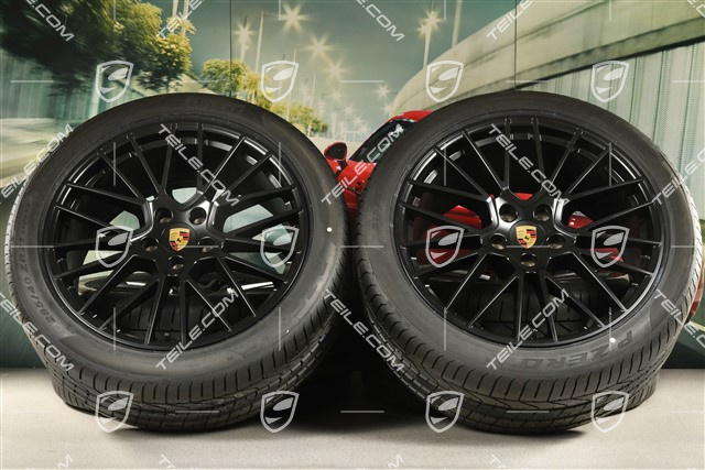 21" Cayenne RS Spyder Sommerräder Satz, Felgen 9,5J x 21 ET46 + 11,0J x 21 ET58 + NEUE Pirelli P Zero Sommerreifen 285/40 R21 + 315/35 R21, mit RDK-Sensoren, schwarz seidenmatt