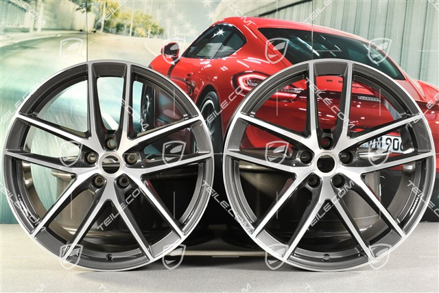 20-inch wheel rim set Macan S, 9J x 20 ET26 + 10J x 20 ET19, Titanium