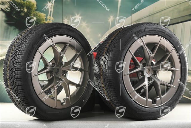 21" koła zimowe Cayenne RS Spyder Design, komplet, felgi 9,5J x 21 ET16 + 11J x 21 ET37 + opony zimowe Goodyear UltraGrip Performance 3 SUV 275/45 R21 + 315/40 R21, turbonite