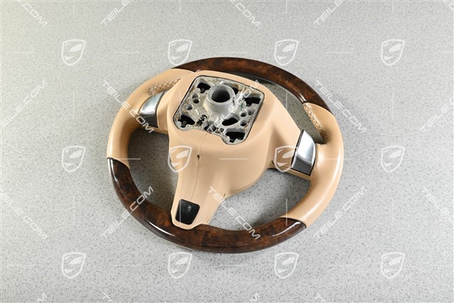 Lenkrad Multifunktion, Heizung, Waehlhebel, Luxorbeige, Nussbaumwurzel hochglänzend