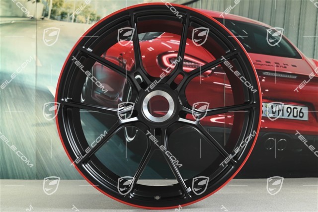 21" GT3 wheel rim, 12J x 21 ET45, black satin matt + red rim border