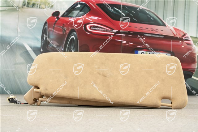 Sonnenblende, mit Spiegel, Sandbeige, Stoff, L