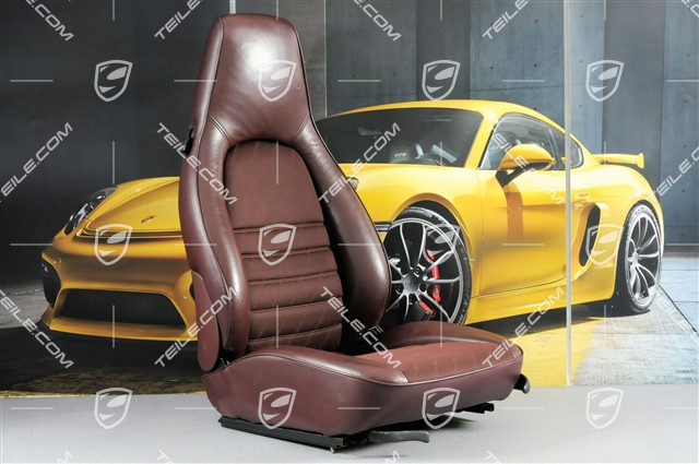 Seat, manual adjustable, Leatherette Centre part Porsche lettering cloth, Burgundy, R