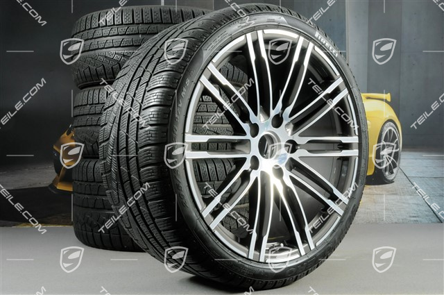 20" Winterräder Satz "Turbo", Felgen 8,5J x 20 ET51 + 11J x 20 ET56 + NEUE Pirelli Winterreifen 245/35 R20 + 295/30 R20, mit RDK-Sensoren