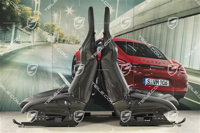 Bucket seat, collapsible, leather/Alcantara Black, seam in Silver, Logo "Spyder", set L+R