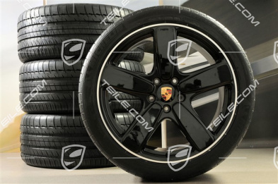 21" Sport Classic summer wheels set, rims 10J x 21 ET50 + NEW summer tyres 295/35 R21, in black (glossy), with TPMS