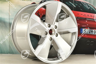 21" Felga Taycan Exclusive Design, 11,5J x 21 ET66, srebrna Platinum Silver, tylna, L