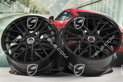 21" Komplet felg Cayenne RS Spyder, 11J x 21 ET49 + 9,5J x 21 ET46, czarny wysoki połysk, do Cayenne Coupé