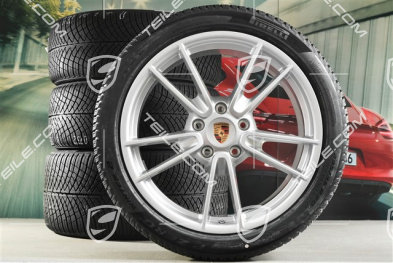 19"+20" Carrera winter wheel set, wheel rims 8,5J x 19 ET52 + 11J x 20 ET80 + NEW Pirelli winter tyres 235/40 R19 + 295/35 R20, with TPMS, Brilliant Silver
