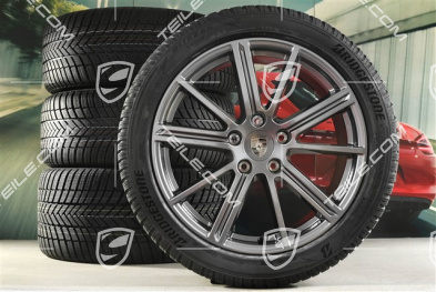 20" Panamera Turbo Winterräder Satz, Felgen 9,5J x 20 ET71 + 10,5J x 20 ET71 + NEUE Bridgestone Winterreifen 275/40 R20 + 315/35 R20, Adamantium