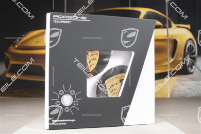 Hub cap set, crest coloured, black high gloss