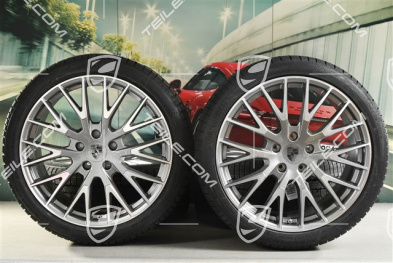21-inch Panamera Exclusive Design Winter wheel set, wheel rims 9,5J x 21 ET71 + 10,5J x 21 ET71 + Continental Winter Contact TS860 S winter tyres 275/35 R21 + 315/30 R21, Platin Silver