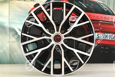 20" Felga Taycan Turbo S Aero Design, 9J x 20 ET54, czarny wysoki połysk + frezowana powierzchnia