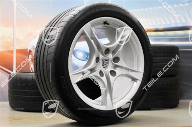 18-inch summer wheels set Cayman S II, rims 8J x 18 ET57 + 9J x 18 ET43 + NEW summer tyres 235/40 R18 + 265/40 R18, without TPM