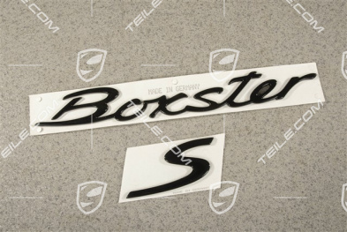 Boxster S, Schriftzug / Abzeichen / Emblem Aufkleber, Schwarz - Sondermodell ORANGE