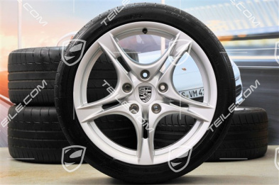 18-inch summer wheels set Cayman S II, rims 8J x 18 ET57 + 9J x 18 ET43 + NEW summer tyres 235/40 R18 + 265/40 R18, without TPM