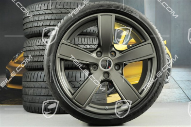 20" Carrera Sport Sommerräder Satz, Felgen 8,5J x 20 ET49 + 11,5J x 20 ET76 + Sommerreifen 245/35 R20 + 305/30 R20, in Platinum-Seidenmatt