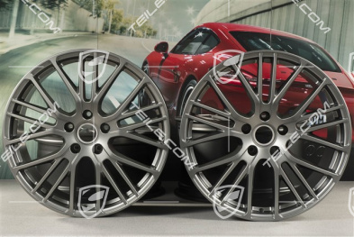 21-inch wheel rim set Panamera Exclusive Design Sport, 9,5J x 21 ET71 + 11,5J x 21 ET69, Platinum