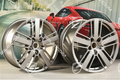 20-inch wheel rim set Panamera Design 2, 9,5J x 20 ET71 + 11,5J x 20 ET68, Platinum Satin-matt